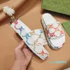 Модные сандалии женские платформы слайд сандал тапочки для обуви вышитые холст скользкие скольжения на тапочки женщин женские удобные туфли 699