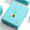 Kedja Original Blue Gift Box 925 Silver Classic Love Pendant Necklace Double Hearts Pendant Jewelry Designer 1: 1 Högkvalitativ O66D3041639