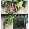 Decorative Flowers & Wreaths Wisteria Artificial Flower Vine Wreath Wedding Arch Decoration Fake Plant Leaf Rattan Trailing Ivy WallDecorati