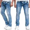 Jeans pour hommes droite taille haute pantalon printemps automne vendeur hommes vêtements Streetwear décontracté Slim Fit pantalon 220328