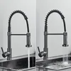 Matte Black Pull Down Kitchen Faucet Golden Mixer 360 Rotation Dual Modes Cold Water Tap Deck Mounted 220401