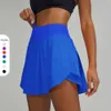 lu-16 Shorts esportivos de verão saia solta fina leggings de ioga roupas de ginástica feminina corrida fitness treino casual à prova de luz calça dupla camada quente