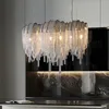 Italian design sense rectangular dining room lamp post modern living room villa personality designer tassel art chandelier