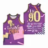 Hommes Film Série TV 90 In Living Jersey Couleur Wayans Basketball Uniforme 1990 Hip Hop Couleur Noir Violet Pour Les Fans De Sport Respirant HipHop Tout Cousu Pur Coton Bon