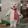 Halloween Biały Polar Bear Mascot Costume Wysoka jakość kreskówka Pluszowa zwierzęcy Anime Teme Postacie dla dorosłych rozmiar Bożego Narodzenia karnawałowy sukienka