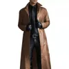 faux leather long trench coat