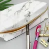 Storage Bags Large Cute Pencil Case Pen Box Zipper Marble Makeup Supplies Drop