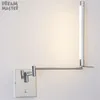 Applique murale LED en acier inoxydable pour miroir de salle de bain, bras Long, Angle de lecture réglable pour chambre à coucher et chevet