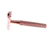 NXY Rose Gold Razor Classic Double Edge Safety Razor för Mens ShavingWomens Hårborttagning med rakblad Manuell rakapparat 220414