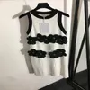 Party Dresses Designer Womens Summer Knit Dress with Flowers Beads Milan Runway Cotton Tank Crop Top T-shirt Clothing High End HMHN