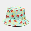 Berets 15 Style Four Seasons Cotton Fruit Pattern Print Bucket Hat Fisherman Outdoor Travel Sun Cap Hats For Men And Women 131Berets