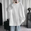 Hybskrr Spring Mäns Oversized T-shirt Solid Färg Grundläggande T-shirt O Neck Långärmad Tshirts Koreanska Kvinnor Man Casual Tees 220325