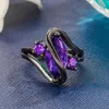 Anéis de ouro preto moda moda elegante cavalo roxo olho de zircão de zircão para homens homens simples personalidade charme anel de presente para festa melhor amigo