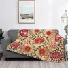 Dekens Samarkand Suzani Bokhara Oezbekistan Floral Embroidery Print Throw Deken Merk Handdoek Neem Gewogen