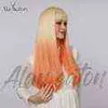 Wig Female Orange Gradient Qi Bangs Long Straight Wig Cosplay Party Lady 220527