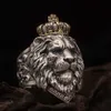 Punk Animal Crown Lion Ring för män Manliga gotiska smycken 714 Big Size230531525955367