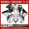 OEM-Verkleidungsset für HONDA CBR Weiß Blau Rot 500 R CC 500R RR 2011 2012 2013 2014 2015 Karosserie 126No.68 CBR500RR CBR500 RR 11-15 CBR500R 11 12 13 14 15 Spritzguss-Karosserie