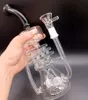 Narguilés de bang en verre noir de 12 pouces avec des bols de pneu et des tuyaux de fumage de recycleur d'eau multitrous avec joint mâle de 14 mm