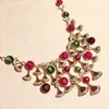 Hanger kettingen Fashion trend high -end temperament rood groen ketting vrouwen banket feestkwaliteit merk groothandel sieraden roze goud uniek