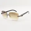 Drobne gęste diamentowe okulary przeciwsłoneczne Ramka 3524028 z naturalnymi klaksonami i 58 mm przezroczyste soczewki Grubość 3,0 mm darmowy ekspres