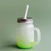 UPS 430 ml Sublimatie Glas Mason Jar met handgreepgradiëntglas tuimelaars thermische overdracht waterfles kleurrijke gesublimeerde cups