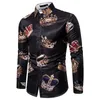 Мужская цветочная рубашка новая осень 3D -печать мода повседневная слабая посадка на гавайские платья рубашки Camisa Masculina Chemise Homme