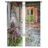 Cortina cortina roda de flor Janela de flor velha cabana tule pura cortinas para sala de estar o quarto moderno voile organza drapescurtain