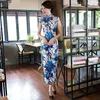 エスニック服の超品質長いベルベットチョンサムドレス中国語の縁起の良いガウンは、プラスサイズ3xlethnicで修正されました
