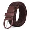 Belts Men Women Elastic Stretch Waist Belt Canvas Braided Woven Leather Wide 3.5cm Metal Men's BeltsBelts