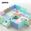 25 stücke Kinder Spielzeug EVA Kinder Matte Schaum Teppiche Weiche Boden Matte Puzzle Baby Spielen Matte Boden Entwicklung Kriechende Teppiche mit Zaun 210402