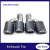 2PCS H Style Universal Dual Matt Carbon Fiber Muffler 304 Stainless Steel Modified Exhaust Tip With Remus Logo