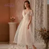 Dentelle maille pyjamas chemise de nuit longue robe de mariée mariage Pijama blanc peignoir femme vêtements de nuit sexy femmes maille Homewear 220321