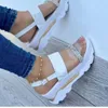 صندل الصيف منصة أحذية حذاء مشبك حزام الشاطئ أسافين الصندل الصلبة chaussure femme zapatos mujer popsandals لطيفة