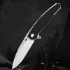 1Pcs R7204 Flipper Folding Knife D2 Satin Tanto Point Blade G10 with Stainless Steel Sheet Handle Ball Bearing EDC Pocket Folder knives