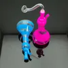 Mini cachimbo de cachimbo de cachimbo de cachimbo colorido colorido de metal listrado garrafa de água de vidro