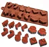 Kerst Siliconen Chocolade MOOLTEN 12 CAVITY CAKE COOKIE Candy Baking Molds voor DIY Xmas Party Bakeware Santa Ice Tray Mold