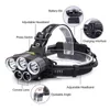 Super lumineux 5000LM 5x XM-L T6 LED lampe frontale rechargeable USB lampe frontale zoomable étanche 6 modes torche pour la pêche camping chasse pratique et pratique