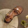 Sandals Chinese Niche Designer Brand French Retro Style Ins Word With Round Head Roman SandalsSandals