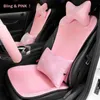 Auto -stoelhoezen voor auto's Volledige set Girly Women Universal met Bling Rhinestone Accessories Winter Winter Warm Luxe kussen voorkant van de voorkant