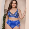 Kvinnor Sexig mode Swimsuit Swim Swimewear Swim Swiming Beachwear Tvådel Blue Red Multi Color Stripe Plus Size No BH Underwire Support Summer Swimsuits Bikinis