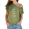 قميص طباعة مخصصة للنساء DIY لك كـ P O أو TOP T Shirt Femme Skew Skew Cross Size S 5XL 220614