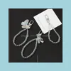 Nyckelringar smycken Crystal Bear Butterfly Keychain Trendy Dreamy Transparent pärla lanyards Keyring för kvinnor bilnycklar väska