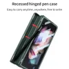 حالات القلم المغناطيسي لـ Samsung Galaxy Z Fold 3 5G Case Glass Hinge Pencil Stand 360 شاشة حماية شاملة للحماية