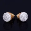 8MM Gold Color Small Round Stud Earring AAAA Cubic Zircon Screw Back Men Fashion Hip Hop Jewelry 2207216662469