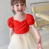 Dziewczyny Summer Puff Shortsleeved Tshirt Baby Fashion Style Dzieci Ubranie Proste eleganckie ubrania 220607