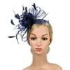 Berets Mode Frauen Blume Feder Perlen Mesh Haar Clip Floral Fascinator Stirnband Cocktail Party Hut Hochzeit Braut Zubehör Berets