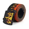 Belts Purple Black Style 130cm Flame Print Long Belt Men Women Canvas Fashion Jeans Waist WaistbandBelts