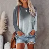 Patchwork Contrast Kleur Pocket Oversized T-shirt Vrouwelijke Kleding Vintage Casual Herfst Tops Dames Lange Mouw T-shirts 220321