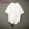 Zongke White T Shirt Men Tshirt Men T Shirt Harajuku Vintage T-Shirt Men Clothes Streetwear Hip Hop Summer Top 5XL 220507