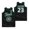 Película Baloncesto de la escuela secundaria LeBron James Mármol Jersey 23 St Vincent St Mary Irish CROWN Marrón Verde Negro Color del equipo Todo cosido Retroceso Hip Hop Transpirable